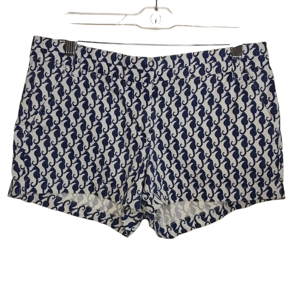 J. Crew Blue and White Seahorse Pattern Shorts